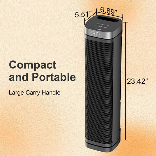 Portable Space Heater, 1500W Ceramic Heating Fan with Thermostat, Remote Control, 3 Heating Modes, 70° Oscillation, Ideal for Office