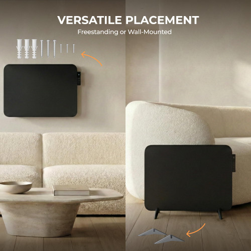 Infrared Space Heater with Smart Thermostat - Wall and Floor Mount, for smaller rooms - WiFi, App & Remote Control