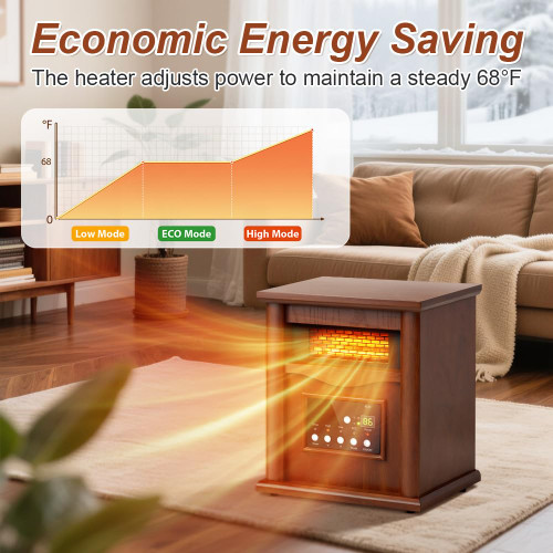 Nordic Hygge Portable Space Heater, 1500W Electric Infrared Heater for Indoor Use, Living Room, Bedroom, Office - Remote Control