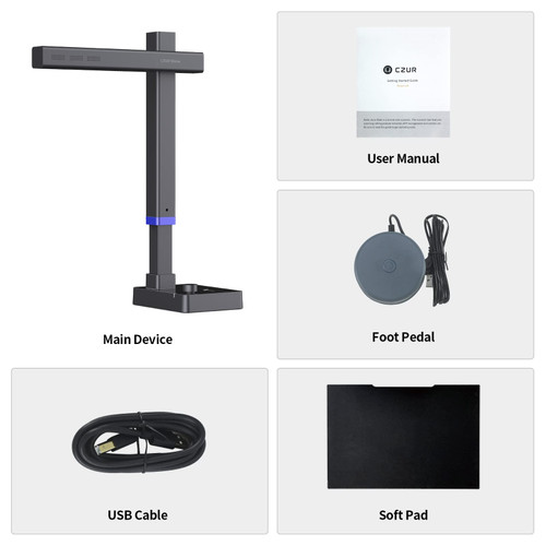 CZUR Shine Ultra Pro 24MP Document Scanner, USB Book Scanner, Portable Document Camera, A3 Large Format Book Scanner, Adjustable Height, Max DPI 440, for Windows & Mac