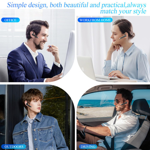 Sisism Bluetooth Headset, Wireless Bluetooth Earpiece with LED Display Charging Case, V5.3 Hands Free Noise Canceling Headphones with Dual-Mic for Computer/Laptop/Cell Phones/Home/Office/Trucker