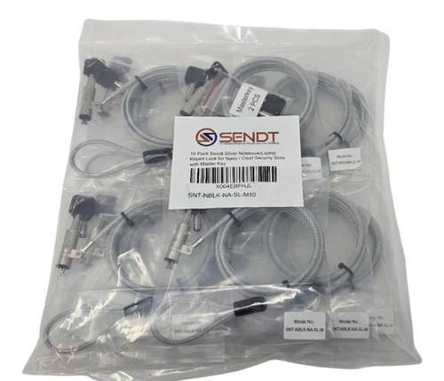10 Pack Sendt Silver Notebook/Laptop Keyed Lock for Nano Security Slots with Master Key