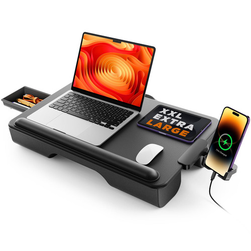 SAIJI Laptop Lap Desk, Portable Laptop Desk for Bed - Fits Up to 17" Laptops & MacBook,Lightweight Lap Tray Table with Storage Drawer, Lap Desk with Cushion, Lap Stand for Bed & Couch
