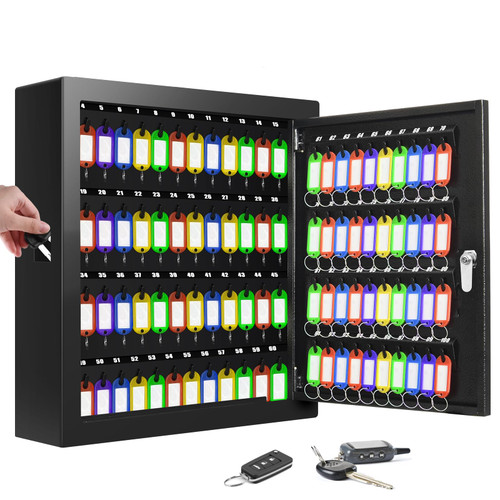 Nebakne 100 Keys Key Cabinet, Anti-Theft Key Lock Box with Key Tags, Adjustable Key Organizer Wall Safe for Car Office House Garage Rental Business