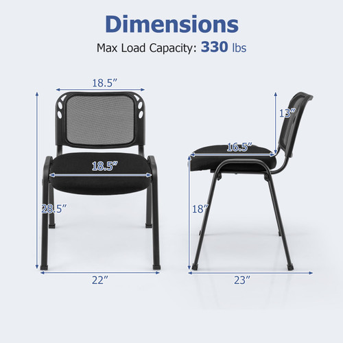 Giantex Set of 5 Office Guest Chair, Stackable Waiting Room Chair with Padded Seat, Metal Frame, 330Lbs Capacity, Conference Room Chair, Reception Chair for Lobby, Training Room, Meeting Room (1)