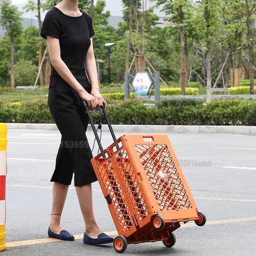 Folding Shopping Cart Household Climbing Stairs Supermarket Shopping Trolley Thick Aluminum Alloy Trolley Cart 