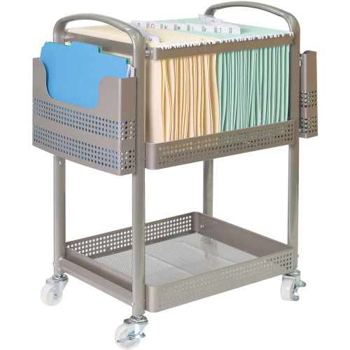 Lorell Mobile File Cart, 12.5" x 22.4" x 25.25", Metal, Champagne Gold