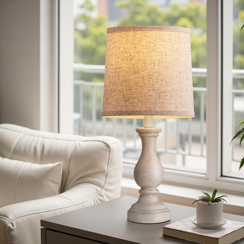 Seealle Farmhouse Table Lamps Set of 2 - Rustic Bedroom Lamps for Living Room, 22" Boho Bedside Lamp for Night Stands End Table Office Desk Lamp Nightstand Clearance Decorating with Linen Shades