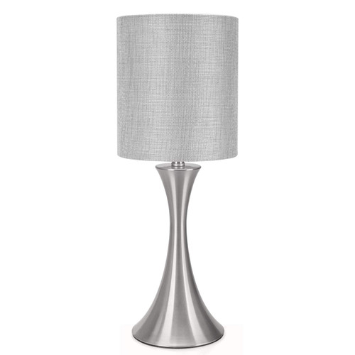 3 Way Touch Control Table Lamp, Dimmable Bedside Desk Lamp with Metal Base Modern Nightstand Lamp Stylish Grey Shade Simple Side Table Lamp for Bedroom, Living Room, Office or Den LED Bulb Included