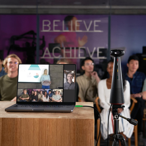 IPEVO Totem 360, Panoramic 360-Degree Conference Camera, USB-C Plug'n'Play, Multiple AI Mode, w/Speaker, Microphone & Noise Reduction, Human-Eye Experience by Four Lens Stitched Display, Zoom & Teams