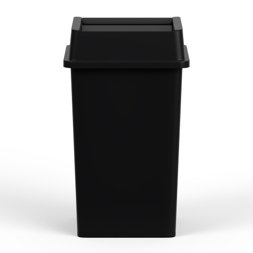 Regal Altair 35 Gallon Black Square Commercial Trash | Garbage Can with Lid - Office, Outdoor, Restaurant, School, Kitchen
