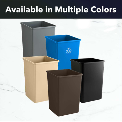 Zedfire [Black] 35 Gallon Square Commercial Trash Can, Heavy-Duty Plastic Waste Bin for Home/Warehouse/Commercial Facilities/Restaurant