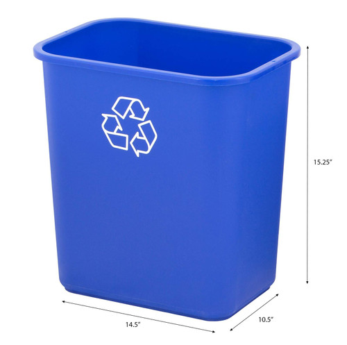 United Solutions 7 Gallon / 28 Quart Space Saving Recycling Bin, Fits Under Desk and Small, Narrow Spaces in Commercial, Kitchen, Home Office, and Dorm, Easy to Clean, Recycle Blue (Pack of 12)