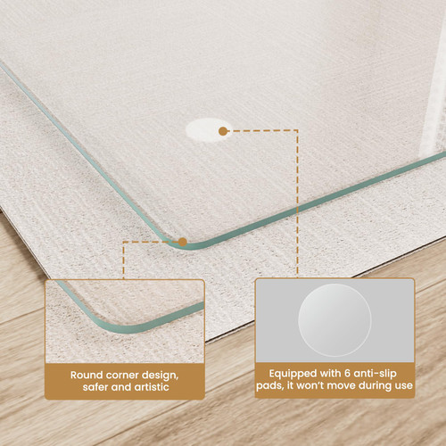 ISTRIPMF 36"x46" Tempered Glass Chair mat for Carpet, Office Chair Mat with Round Corner, Desk Chair Mat for Carpet/Hardwood Floor/Rolling Chair-with 6 Anti-Slip Pads