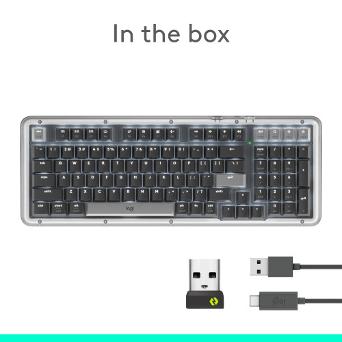 Logitech Alto Keys K98M Wireless Mechanical Clicky Keyboard, Customizable Keyboard with Vibration Absorbing Gasket, Backlit Keys, Bluetooth, USB-C Charging, for PC, Mac, Laptops - Graphite