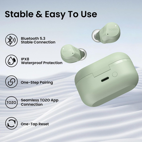 TOZO NC9 Hybrid Active Noise Cancelling Wireless Earbuds, 6 Mics ENC Clear Call, IPX8 Waterproof, in Ear Bluetooth 5.3 Headphones Stereo Bass Ear Buds 60H Playtime with LED Display 32 EQs via APP