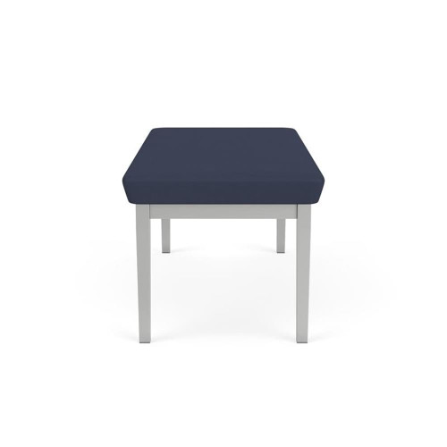 Lenox Steel Reception Waiting Room Healthcare 2-Seat Bench/Silver Steel/Blue