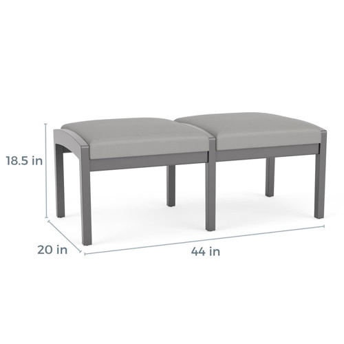 Lenox Wood Reception Waiting Room 18" 2-Seat Bench/Natural Wood/Blue
