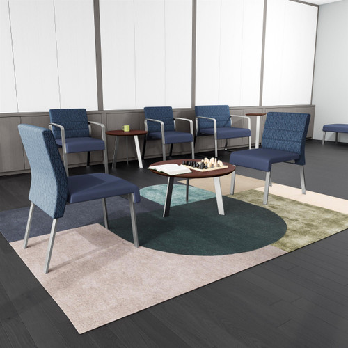 Lesro Waterfall Reception Waiting Room 3-Seat Bench/Silver Steel/Light Gray