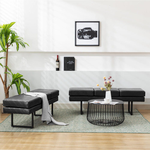 Okeysen Waiting Room Chairs Bench Seat,Office Guest Receptions Bench,57 Inches Conference Room Chairs with 3 Seats,Upholstered Lobby Chairs Salon Shop,Entryway Leather Bench for Bedroom,Living Room
