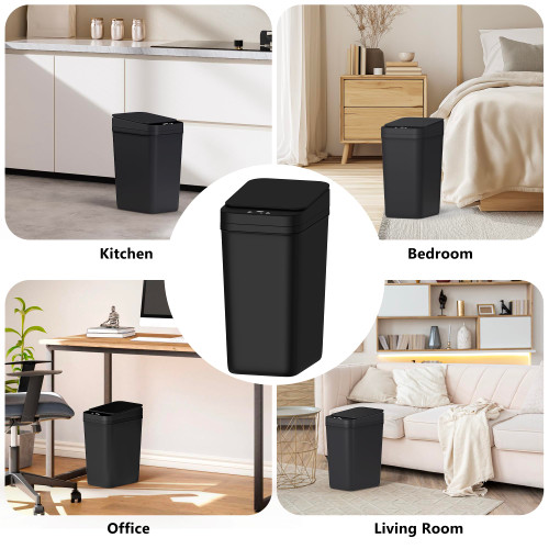 jinligogo 3Pack Bathroom Small Trash Can with Lid, 2.6 Gallon Touchless Automatic Garbage Can Slim Waterproof Motion Sensor Smart Trash Bin for Bedroom, Office, Living Room-Black