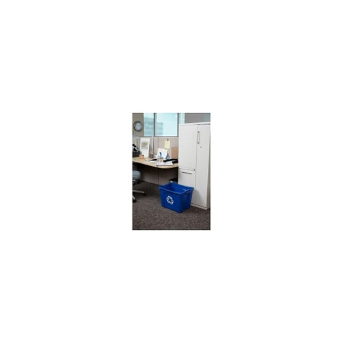 Rubbermaid Commercial Products, Recycling Bin/Box, Stackable, 14 GAL, Blue, for Indoors/Outdoors/Garages/Homes/Commercial Facilities