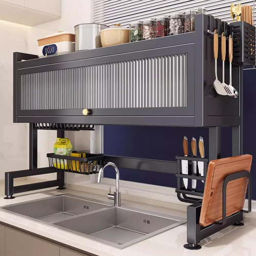 Rust Resistant Dish Rack with Multifunctional Flip Up Pegs