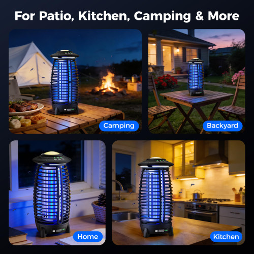 Bug Zapper Outdoor,4 in 1 Cordless Mosquito Zapper, Rechargeable