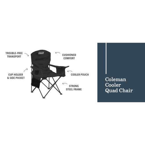 Portable Camping Chair with 4-Can Cooler, Cushioned Seat & Back