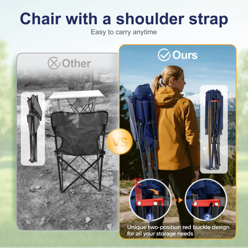 CAMP Oversized Camping Chairs 29.52" High Back Heavy Duty Lawn