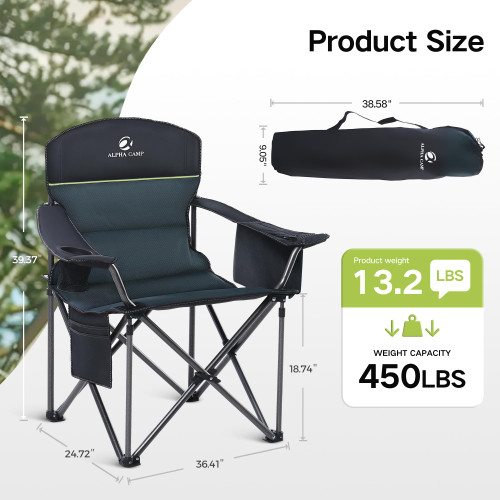 GREEN PARTY Folding Camping Chair Oversized Heavy Duty Lawn Chair