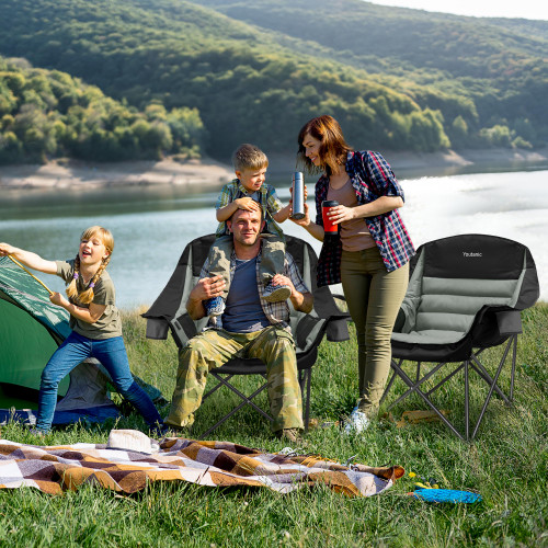 Oversized Camping Chair, Portable Folding Camping Chairs with Side Pocket