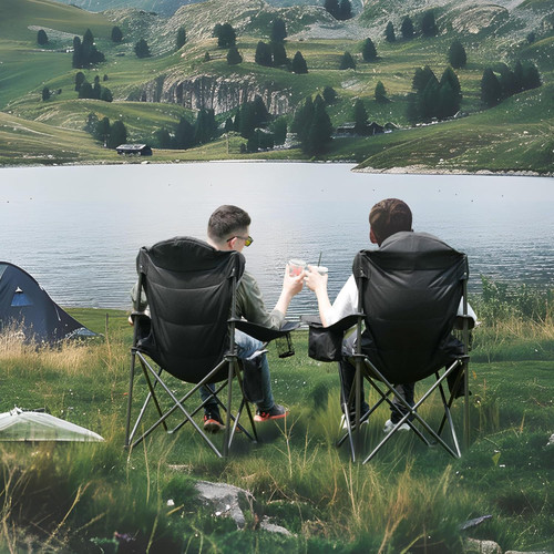 Aohanoi 2 Pack Camp Chairs for Heavy People, Outdoor Folding Camping