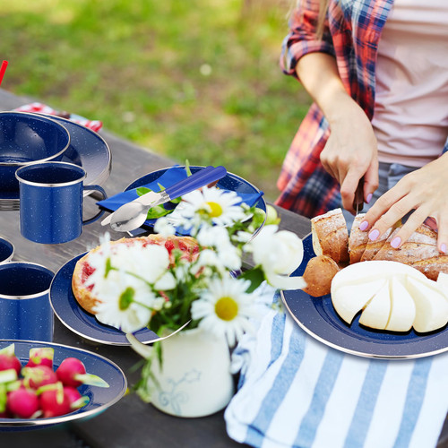 Dinnerware Kit Includes 12 oz Coffee Mugs Camping