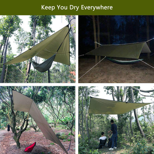 Hammock Camping with Rain Fly Tarp and Net, Portable Camping Hammock Double Tree