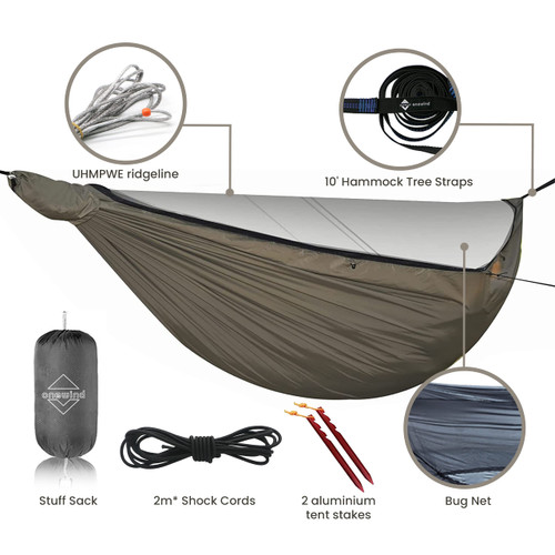 Onewind 12Ft Camping Hammock with Mosquito Net and Structure Ridgeline