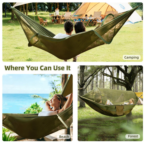 Camping Hammock Tent with Mosquito Net & Sunshade, 3-in-1 Lightweight