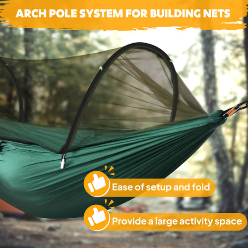 Ultra-Light Travel Camping Hammock Pop-up Net Hammock 660lbs Load