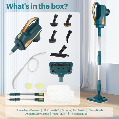6 in1 Steam Mop Dual-Rod Design with Detachable Handheld Steamer, 300ML Removable Tank,23 FT Power Cable,includes Multi-purpose Accessories