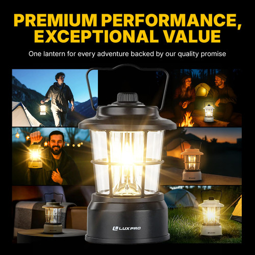 LUXPRO Retro LED Lantern - Battery-Powered Emergency Lantern - Water