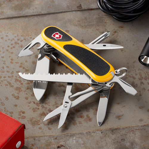 Knife with Large Blade, Screwdriver and Wood Saw - Yellow/Black