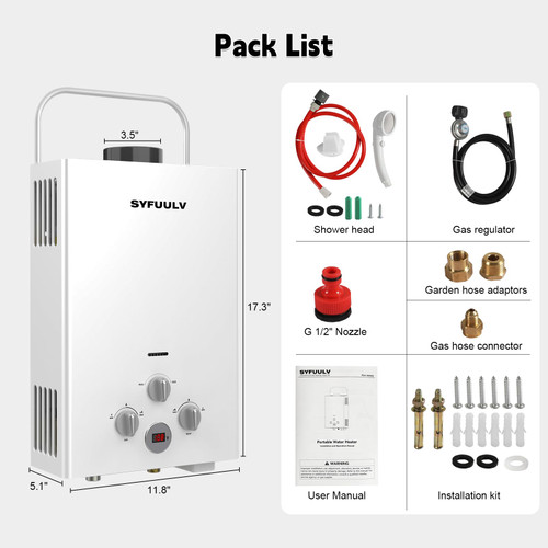Propane Tankless Water Heater Outdoor, 1.58 GPM Portable Water Heater Instant