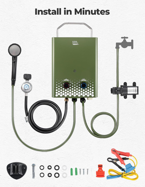 KEMIMOTO Tankless Water Heater Outdoor 1.32GPM with Independent Water Pump