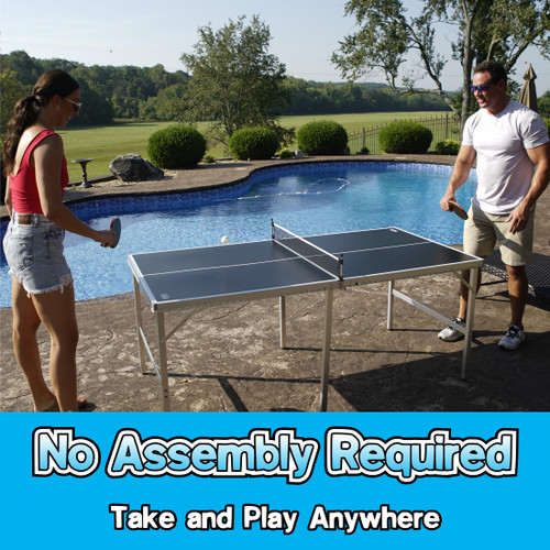 PartyLife 6 ft x 3 ft Ping Pong Table Tennis Table | Mid-Size Portable Folding Indoor Outdoor Ping Pong Table Tennis Table w/Optional LED Lights
