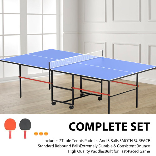 Mid-Size Table Tennis Table, Foldable & Portable Professional Ping Pong Table for Indoor & Outdoor Games with Net