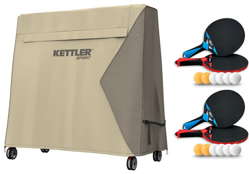 KETTLER Outdoor 15 Table Tennis Table 4-Player Bundle