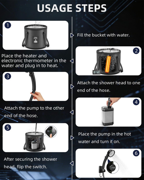 2026 Upgraded Portable Shower with Heater for Camping, 6000mAh