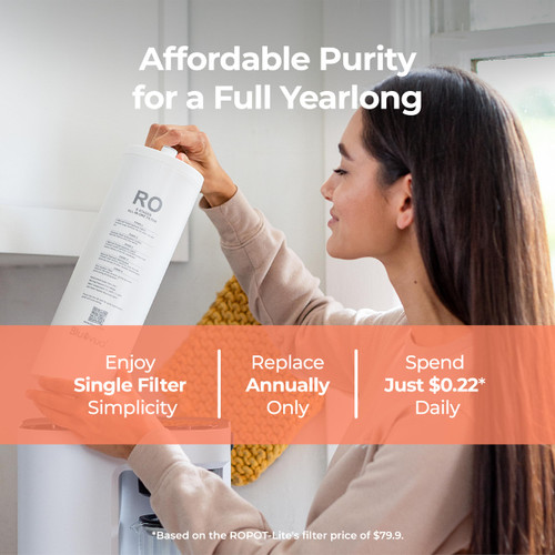 Lite Countertop Reverse Osmosis Water Filter System, 3:1 Pure to Drain Ratio, Portable RO Filtration