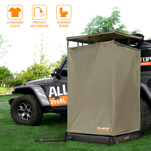 Shelter Restroom w/Roof, LED Light, Drain Pipe, Carside Bathroom