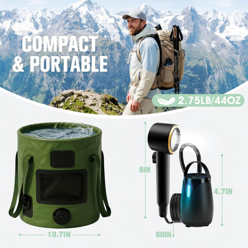 Portable Shower for Camping, 8000mAh Rechargeable Portable Camping Shower Pump
